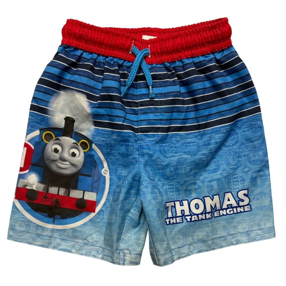 Thomas & Friends Swim Trunks Toddler Boys 2T Blue Striped Board‎ Shorts Train